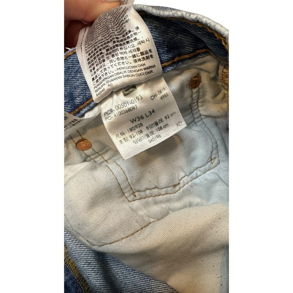 Levi's 501 Mens Jeans Button Fly Blue Work Straight Leg W36 L34 Actual W35 x L32 - Picture 5 of 9